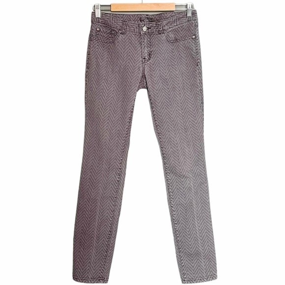 Prana Jeans Gray Chevron Low Rise Slim Straight Stretch Cotton Denim Size 6 - Picture 2 of 10